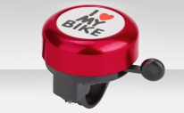 Звонок 45AE-01 "I love my bike" верх алюминиевый, основа пластик, чёрно-красный  